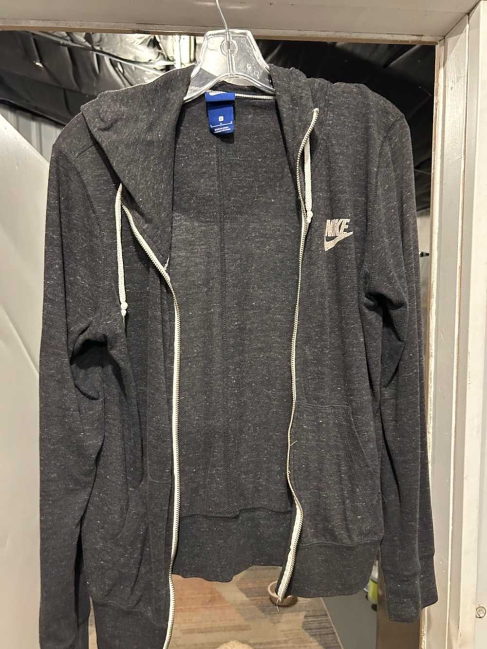 Nike Charcoal Heather Zip-Up Hoodie with White Swoosh